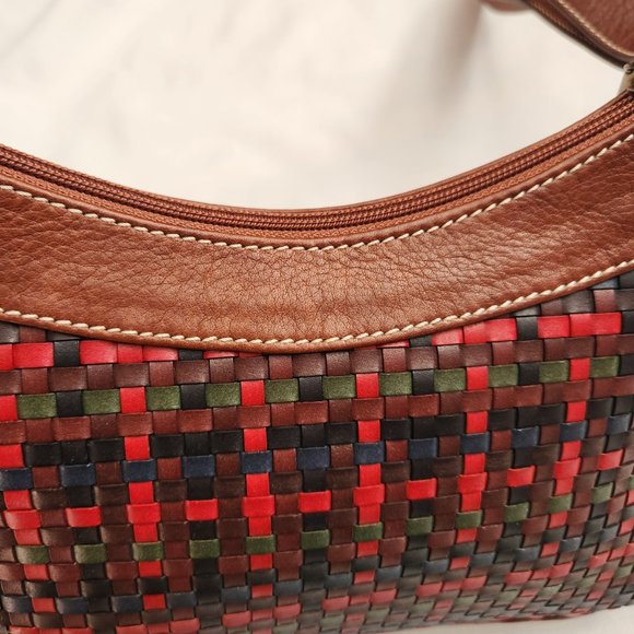 Vera Pelle Avorio Italy Leather Brown/ Multicolor Lady Crossbody/ Shoulder Purse - Picture 13 of 16